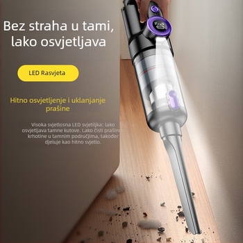 Prijenosni bežični ručni usisavač za automobil s digitalnim zaslonom, bez četkica motora, ciklonska tehnologija (5V-2A; 100 W; 16000 Pa usisnog tlaka; punjiv)
