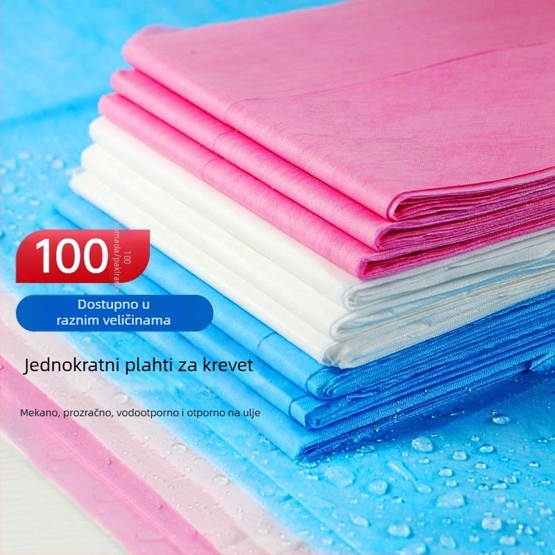 Jednokratna posteljina za krevet, debeli netkani materijal, otporna na ulje, vodootporna, prozračna, za hotele i spa centri