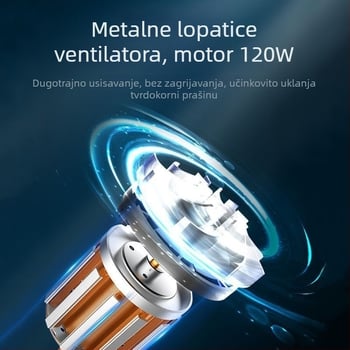 Usisavač za auto, ručni, napajanje 12V iz utikača, 90W, usisna snaga 20000 Pa, mjerenje tlaka u gumama