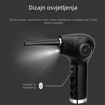 Ručni prenosni usisivač prašine, 12V, 65W, usis 16000Pa, napajanje putem punjenja — za vanjske, kućne, uredske i auto primjene