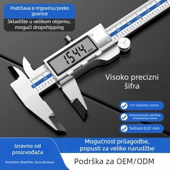 Digitalni šubler s elektroničkim zaslonom, nehrđajući čelik, preciznost 0.01 mm, profesionalna klasa