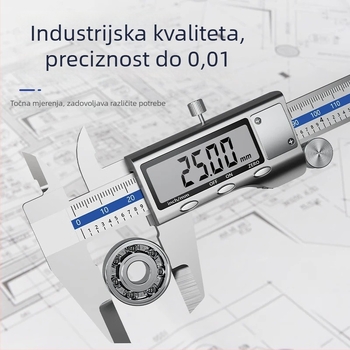 Digitalni šubler s elektroničkim zaslonom, nehrđajući čelik, preciznost 0.01 mm, profesionalna klasa