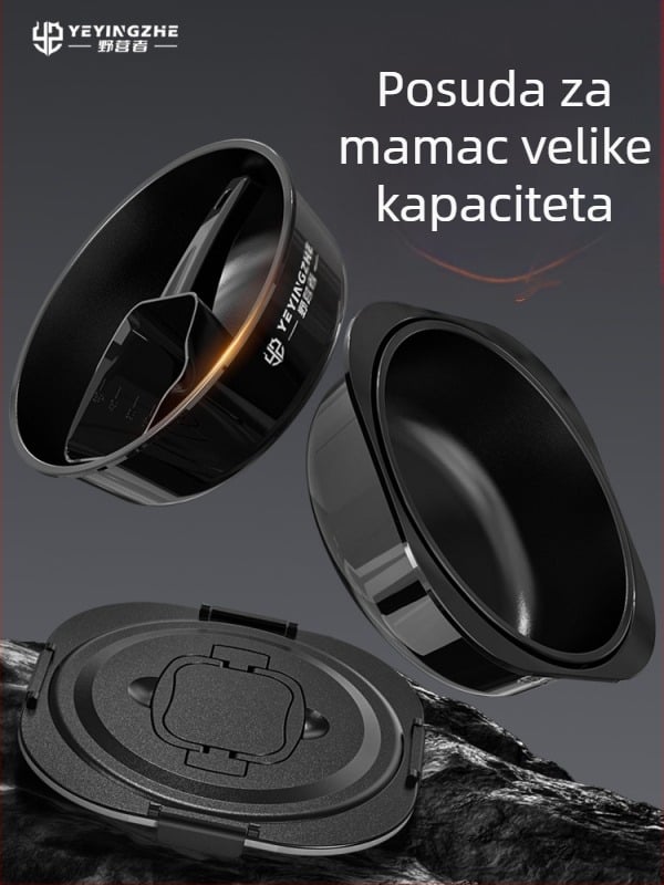 Posuda za mamce s poklopcem - Trodijelni set - Duboka s neprijanjivim unutarnjim dijelom - Plastična - Camper