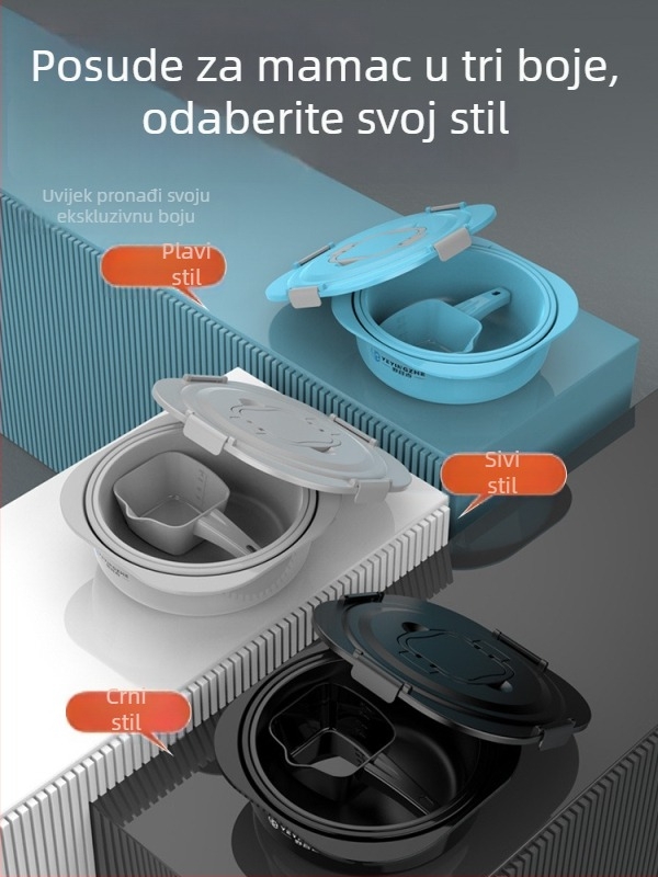 Posuda za mamce s poklopcem - Trodijelni set - Duboka s neprijanjivim unutarnjim dijelom - Plastična - Camper