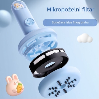 Prijenosni ručni usisavač za čišćenje tipkovnice, s plosnatim nastavkom i spremnikom za prašinu, usis do 2000 Pa, niski šum ispod 36 dB, napajanje DC (bez ugrađene baterije)