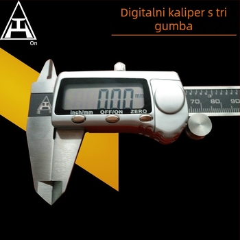 Digitalni kaliper od metala, raspon 0–150 mm, tri tipke, elektronički vernier.