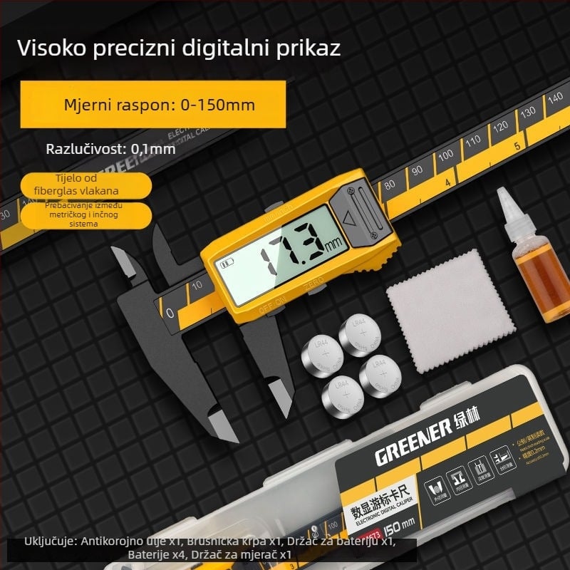 Digitalni šubler s digitalnim zaslonom, dubinomjer, industrijske razine, za narukvice i nakit