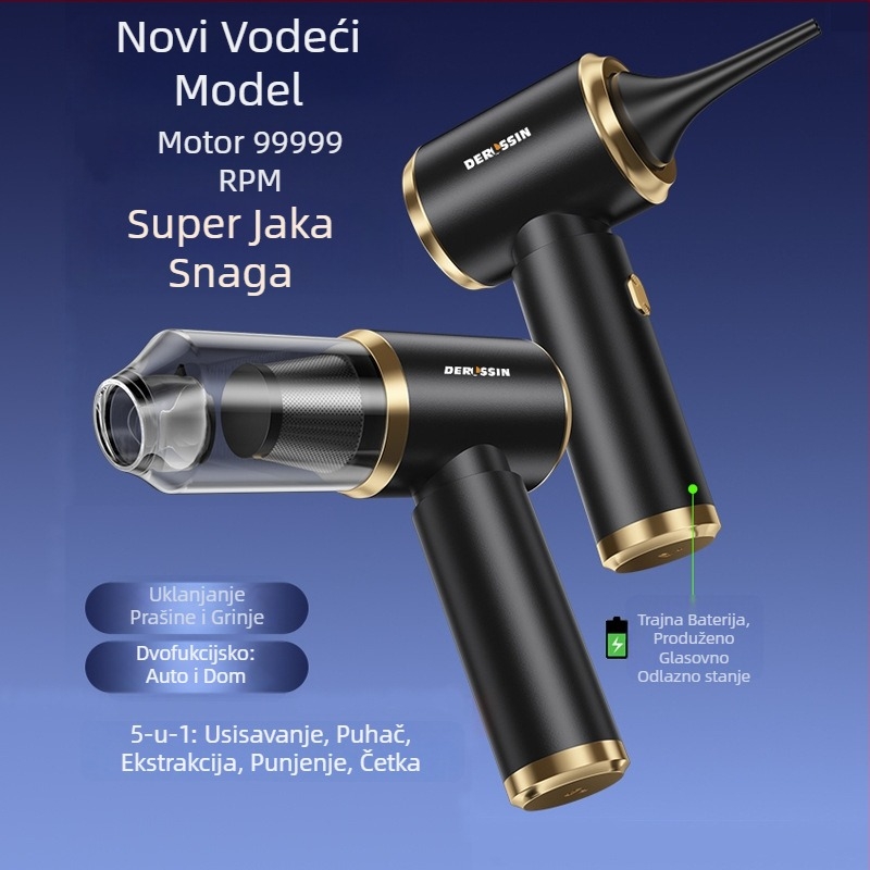 Dualni usisavač za auto i dom, 12V, 120W, 4500 Pa, 30 min baterije, bežični