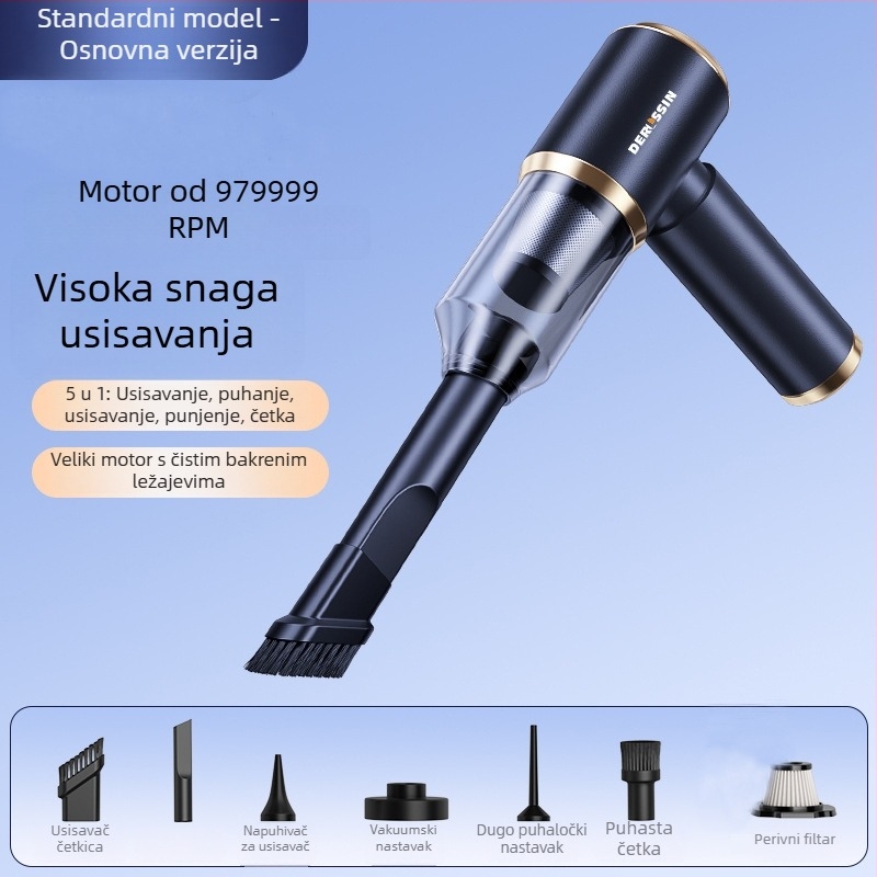 Dualni usisavač za auto i dom, 12V, 120W, 4500 Pa, 30 min baterije, bežični