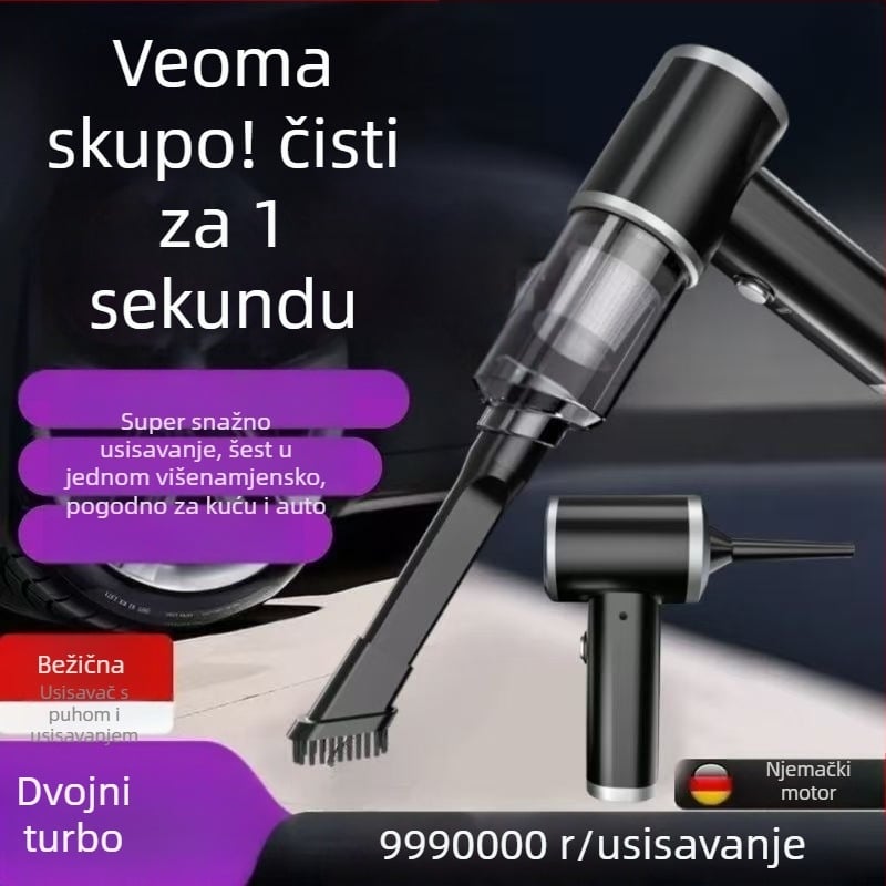 Ručni usisavač za automobil i dom, bežični, 90W, usis 20000Pa, mjerenje tlaka u gumama