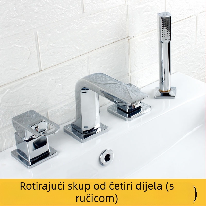 Ugradni set slavine za kupaonicu — za kadu, dvodijelni ili četverodijelni set, tijelo od bakra, keramički kartridžni ventil, mehanizam podizanja, mogućnost prilagodbe obrade
