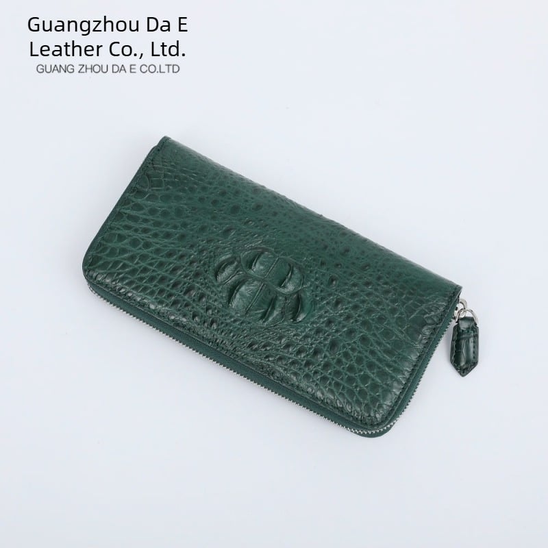 Clutch torba od prave kože s uzorkom krokodila — gradski minimalistički stil (Prava koža; krokodilski uzorak; zatvarač; horizontalni kvadratni oblik; unutarnji džep sa zatvaračem)