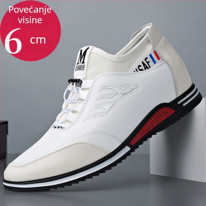 Muške casual tenisice s unutarnjim povećanjem visine 3-5 cm, kožni gornji dio, prozračna guma