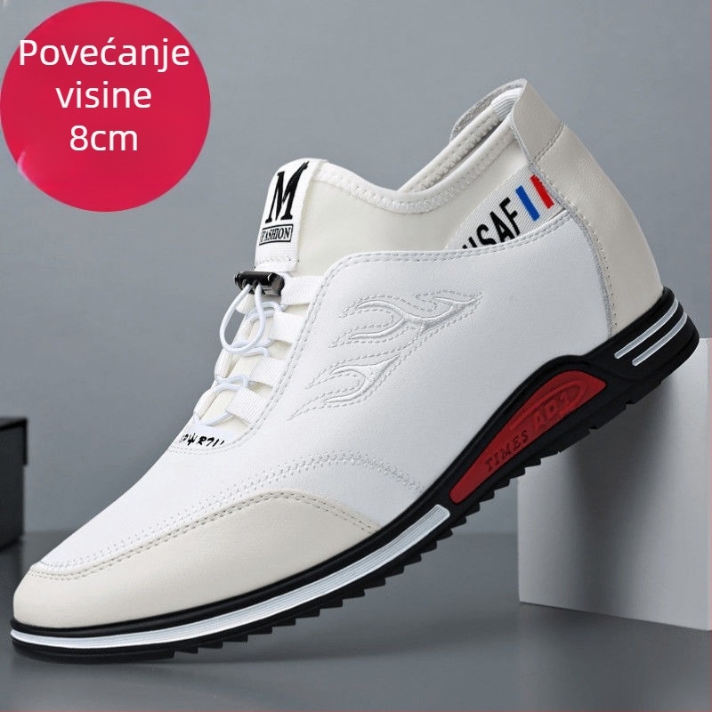 Muške casual tenisice s unutarnjim povećanjem visine 3-5 cm, kožni gornji dio, prozračna guma
