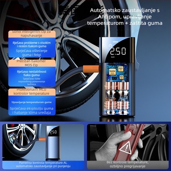Pumpa za automobil — Prijenosna električna jednocilindrična pumpa s digitalnim zaslonom, 120W, 25 L/min, 20+ minuta rada