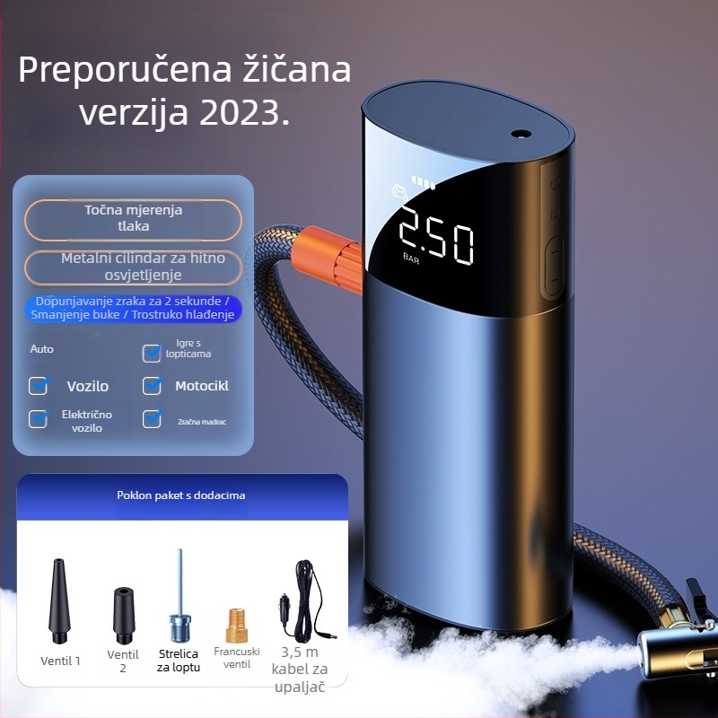Pumpa za automobil — Prijenosna električna jednocilindrična pumpa s digitalnim zaslonom, 120W, 25 L/min, 20+ minuta rada