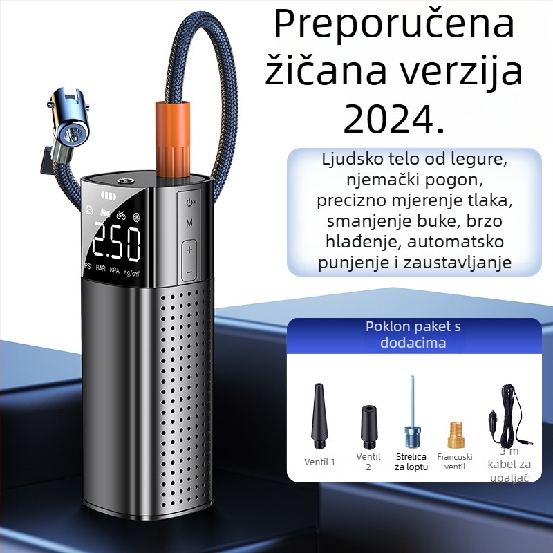 Pumpa za automobil — Prijenosna električna jednocilindrična pumpa s digitalnim zaslonom, 120W, 25 L/min, 20+ minuta rada