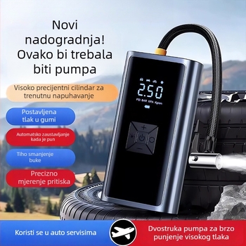 Bežična, ponovno punjiva visokotlačna električna pumpa za gume motocikla i automobila s LCD zaslonom