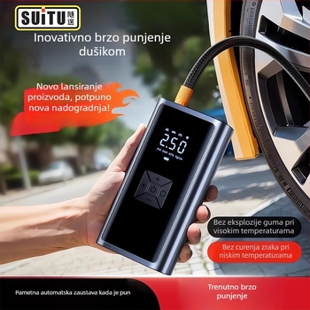 Bežična, ponovno punjiva visokotlačna električna pumpa za gume motocikla i automobila s LCD zaslonom