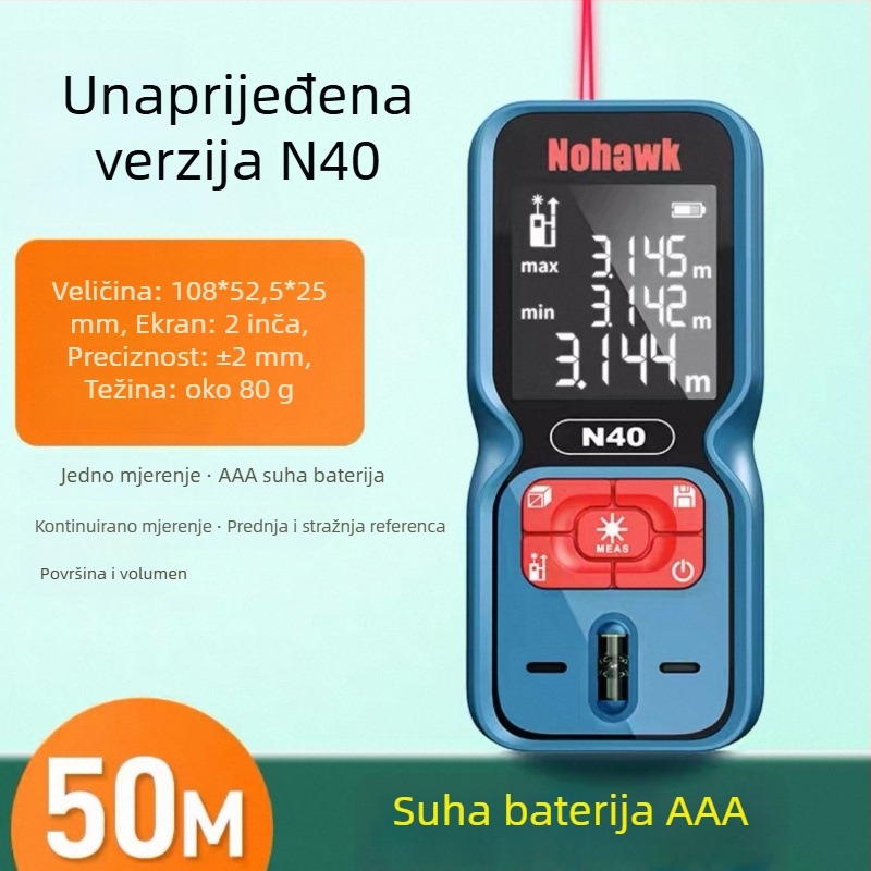 Laserski daljinomjer - ručni mjerni instrument (Tip daljinomjera: laserski daljinomjer; Marka: Druga; Uvoz: Ne)