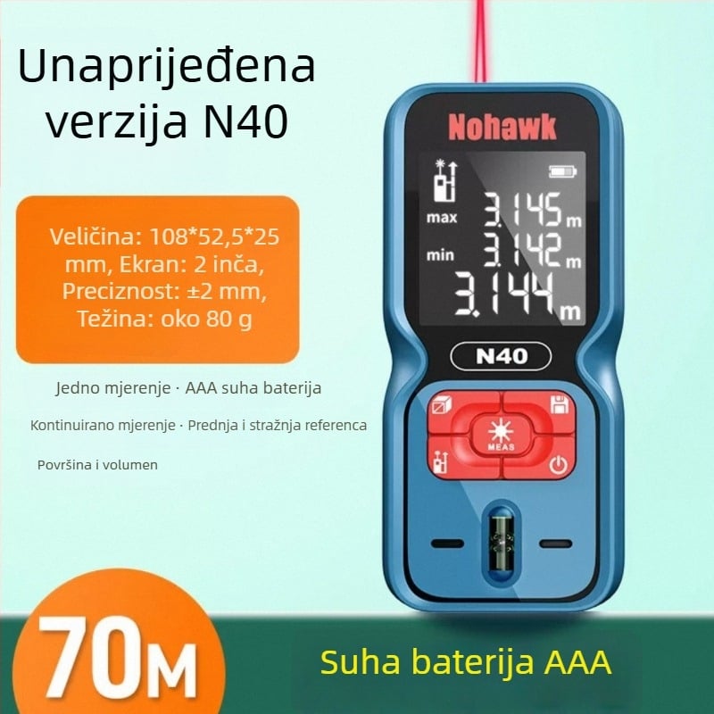 Laserski daljinomjer - ručni mjerni instrument (Tip daljinomjera: laserski daljinomjer; Marka: Druga; Uvoz: Ne)