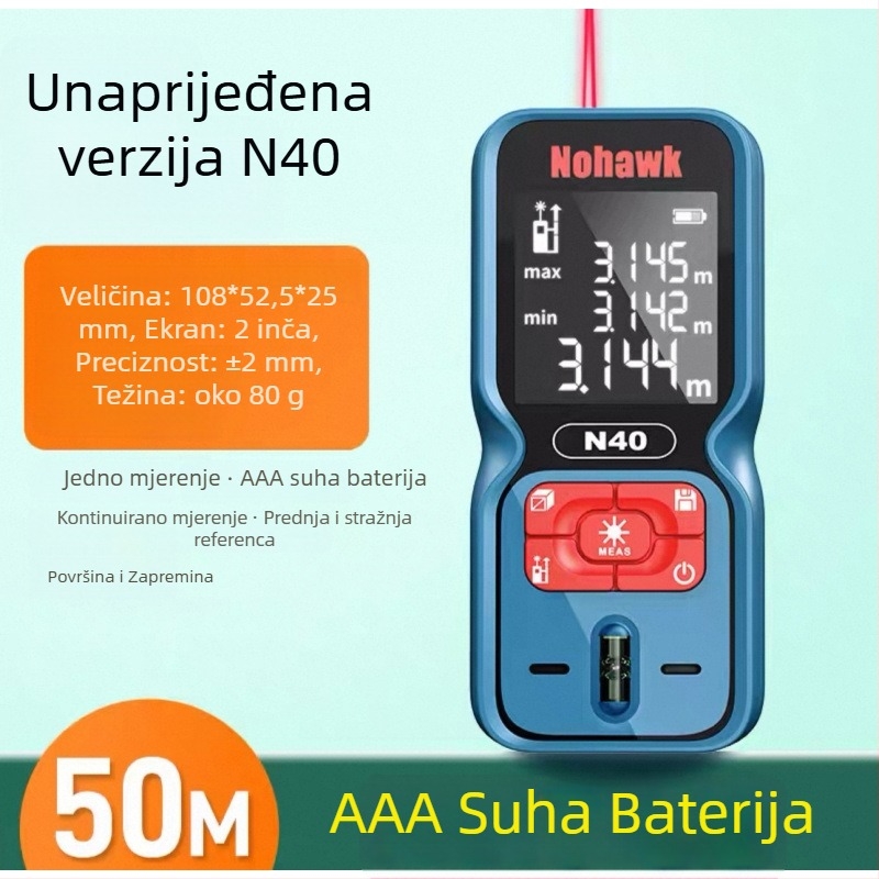 Laserski daljinomjer - ručni mjerni instrument (Tip daljinomjera: laserski daljinomjer; Marka: Druga; Uvoz: Ne)