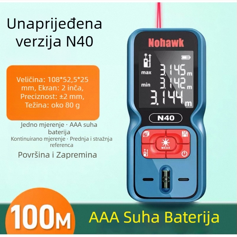 Laserski daljinomjer - ručni mjerni instrument (Tip daljinomjera: laserski daljinomjer; Marka: Druga; Uvoz: Ne)