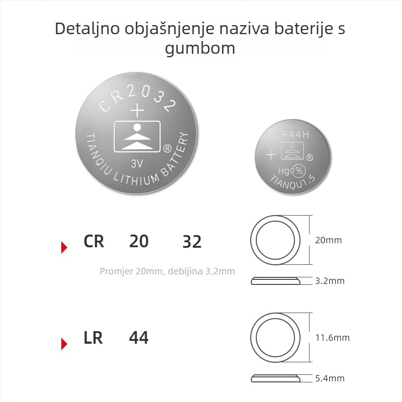 QITA digitalni kaliper od nehrđajućeg čelika, napajan baterijom tipa gumb, visoka preciznost, za kućnu upotrebu