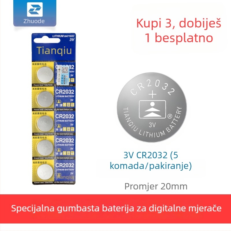 QITA digitalni kaliper od nehrđajućeg čelika, napajan baterijom tipa gumb, visoka preciznost, za kućnu upotrebu