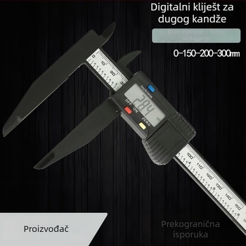 Digitalni kaliper s dugim čeljustima, mjerenje unutarnjeg i vanjskog promjera, raspon 0–150/200/300 mm, MAKLE, digitalni zaslon