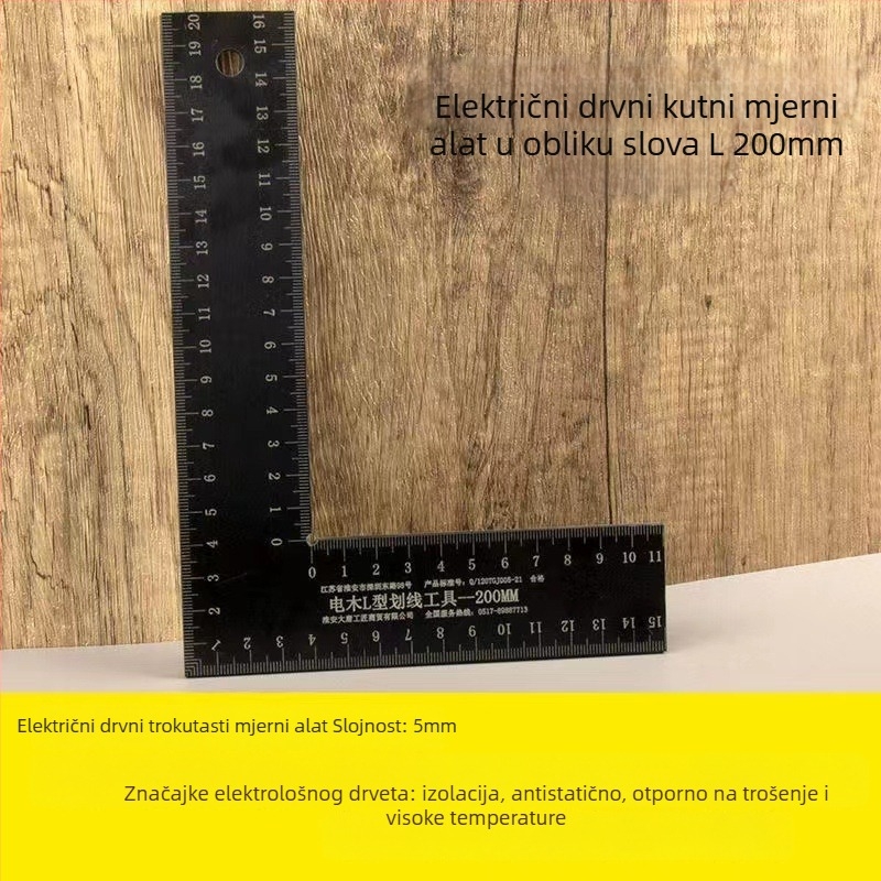 Tang's bakelitni L-oblik mjerni kut, raspon mjerenja 200