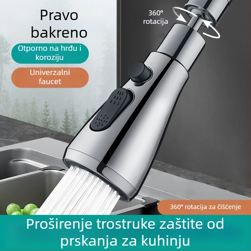 Produžni produžitelj slavine za kuhinju s produženim rotirajućim izljevom i spojem protiv prskanja; Materijal: ABS; Ulaz/izlaz Ø50 mm; Promjer sjedala ventila Ø20 mm; Model 4566; Ugradnja nije potrebna