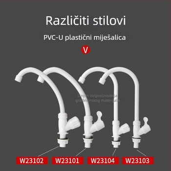 Liansu kuhinjski slavine s velikim zavojem, samo hladna voda, okretni vertikalni plastični slavina, model W23101, 20 mm ulaz/izlaz, brzo spajanje, keramnički ventil