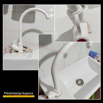 Liansu kuhinjski slavine s velikim zavojem, samo hladna voda, okretni vertikalni plastični slavina, model W23101, 20 mm ulaz/izlaz, brzo spajanje, keramnički ventil