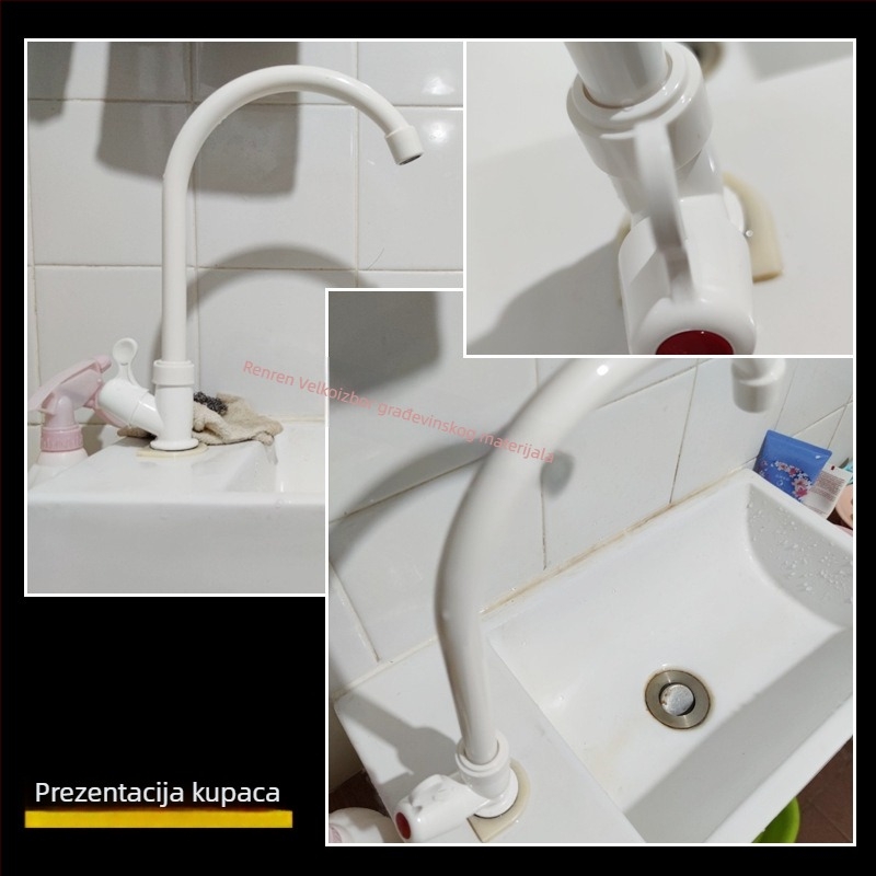 Liansu kuhinjski slavine s velikim zavojem, samo hladna voda, okretni vertikalni plastični slavina, model W23101, 20 mm ulaz/izlaz, brzo spajanje, keramnički ventil