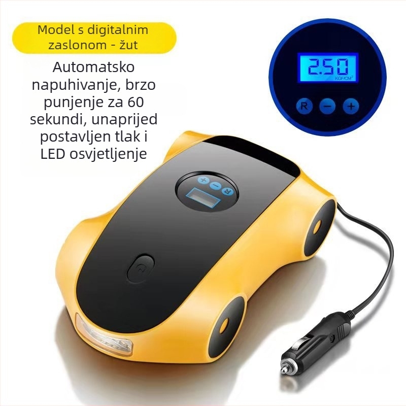 Prijenosna 12V pumpa za auto gume s digitalnim zaslonom, 120W, 40 L/min, 2.8 m kabel za napajanje