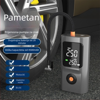 Dvostruki digitalni zaslon prijenosna pumpa za zrak za auto i bicikl, žično i bežično napajanje, 100W, 11,1V, 30 L/min, USB punjenje / upaljač