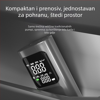 Dvostruki digitalni zaslon prijenosna pumpa za zrak za auto i bicikl, žično i bežično napajanje, 100W, 11,1V, 30 L/min, USB punjenje / upaljač