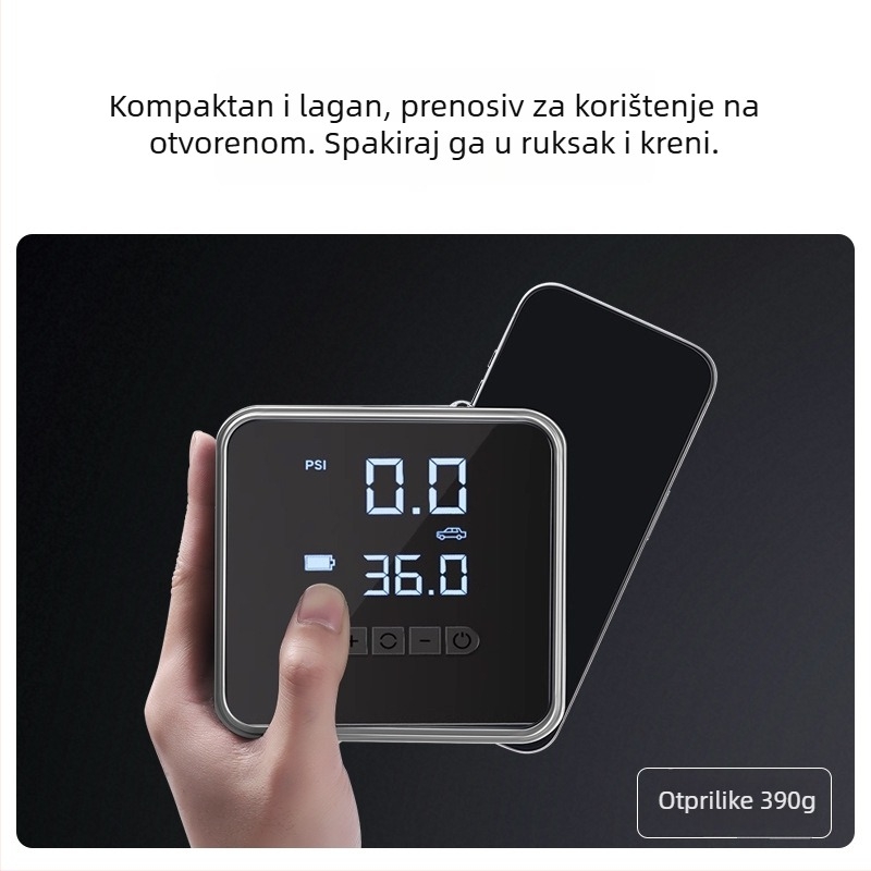 Prenosni automobilski naduhivač s automatskim isključivanjem, bežični, digitalni zaslon — 12V, 25 L/min