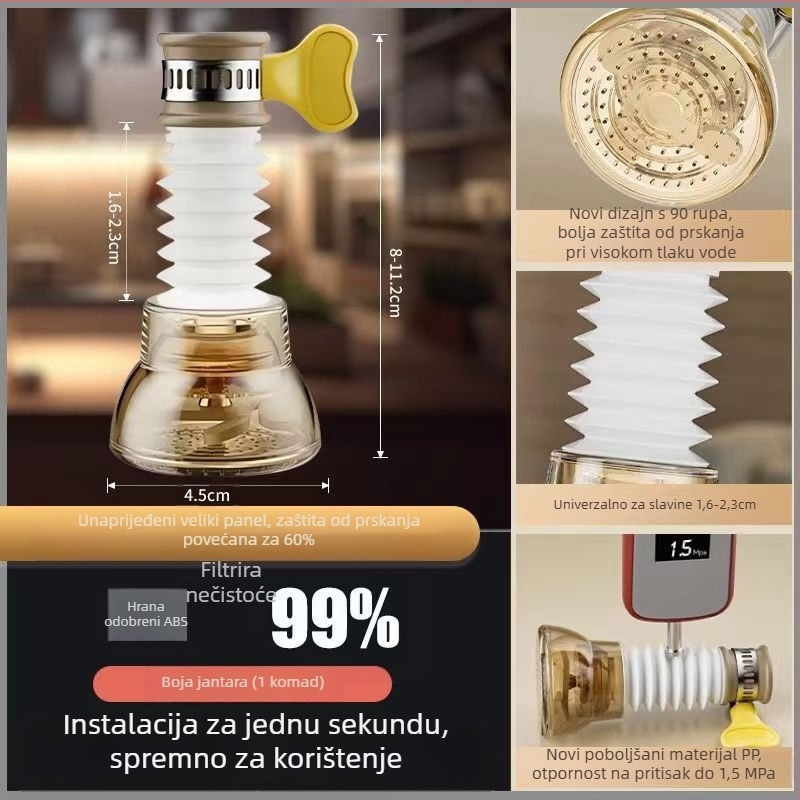 Kuhinjska slavina s rotirajućim Maifan filtrom i produžnim tušem