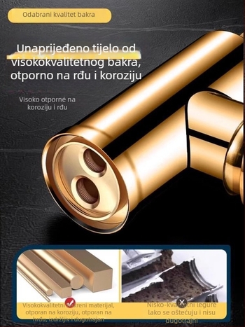 Univerzalna kuhinjska slavina, okretna, protiv raspršivanja, samo hladna voda (Materijal: 304 nehrđajući čelik; Površina: brušena; Jezgro ventila: keramički disk; Način otvaranja: spiralni navoj)