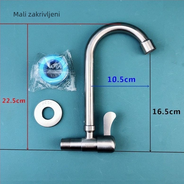 Okretni kuhinjski zidni slavine (304 nehrđajući čelik, brušeni završetak, keramički disk ventil, spiralno otvaranje)