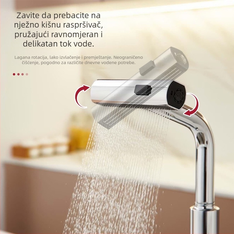 Kuhinjski faucet od cinkove legure s izvučnim izljevom, keramički ventil, dizajn s jednim zglobom, jednostavna instalacija, toplu i hladnu vodu