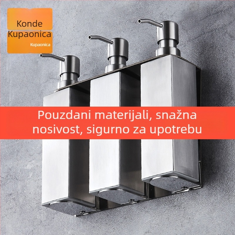 Dozator šampona i gel za tuš iz 304 nehrđajućeg čelika, ručni pritisak, moderan minimalistički stil, završna obrada pečenog lakiranja, Kant