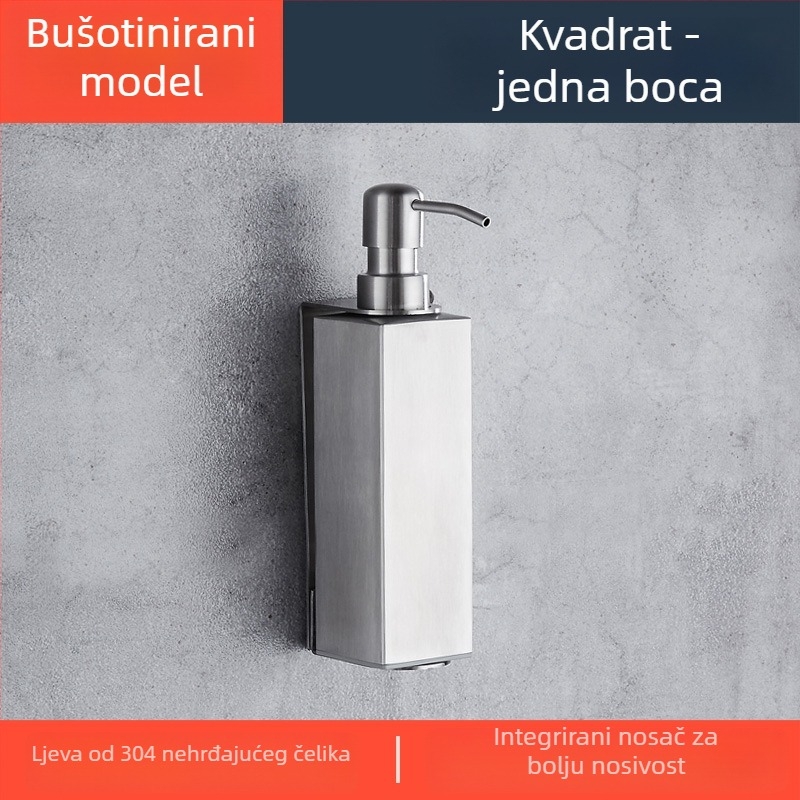 Dozator šampona i gel za tuš iz 304 nehrđajućeg čelika, ručni pritisak, moderan minimalistički stil, završna obrada pečenog lakiranja, Kant