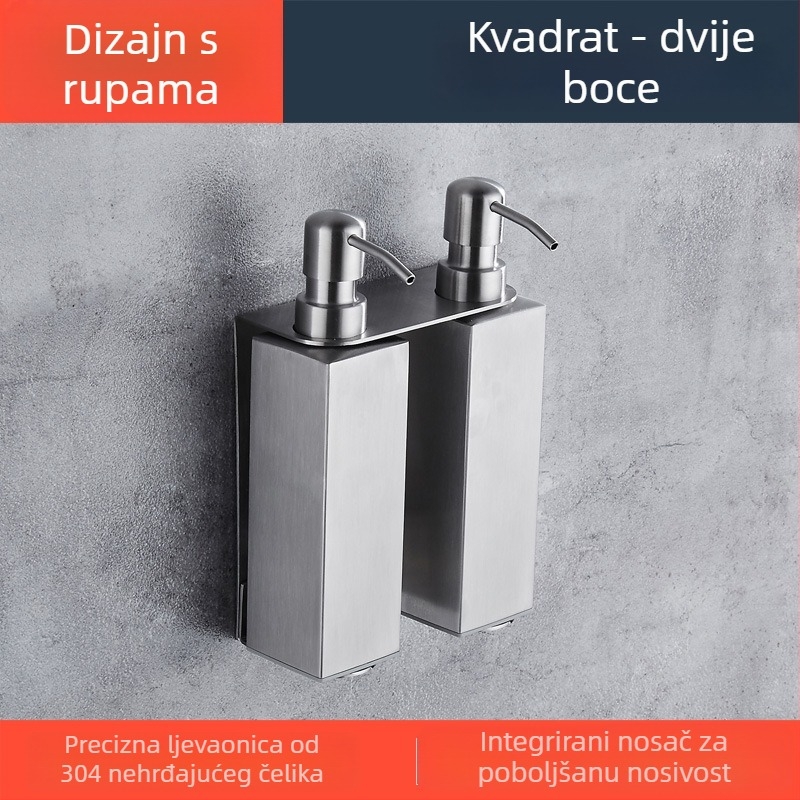 Dozator šampona i gel za tuš iz 304 nehrđajućeg čelika, ručni pritisak, moderan minimalistički stil, završna obrada pečenog lakiranja, Kant