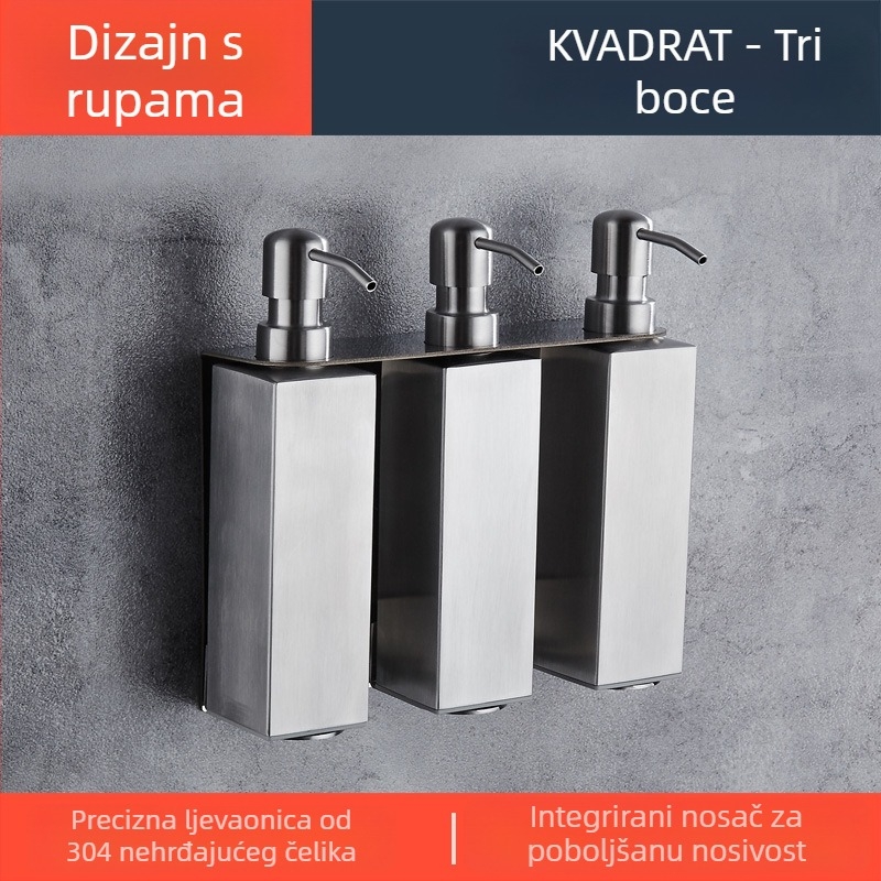Dozator šampona i gel za tuš iz 304 nehrđajućeg čelika, ručni pritisak, moderan minimalistički stil, završna obrada pečenog lakiranja, Kant