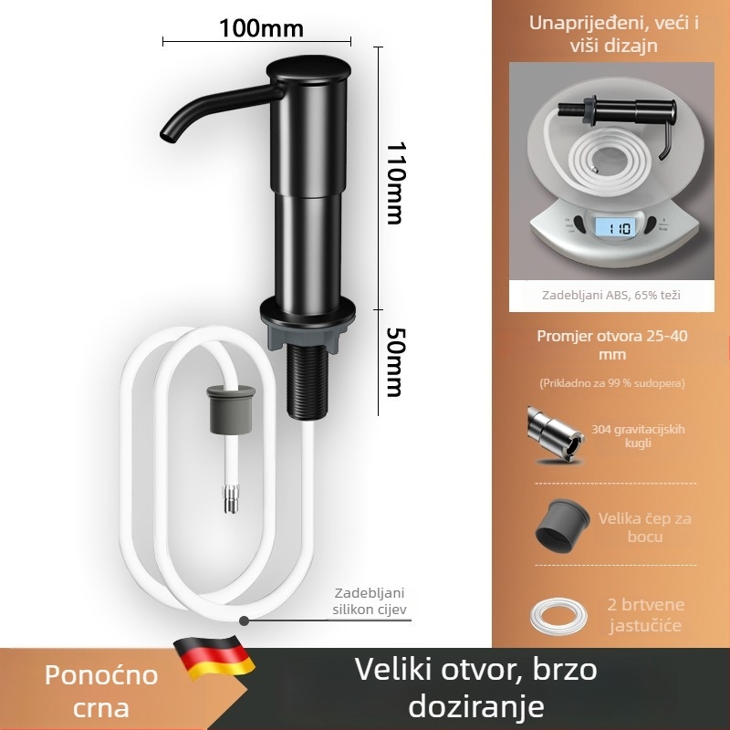 Doser za tekući sapun za sudoperu s ručnim pritiskanjem — ABS materijal, elektroplatiranje, First Impression brend, 120 g