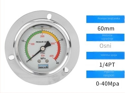 Diafragmalni mjerni manometar za injekcijske strojeve, aksijalno otporan na udarce, N60ZT, model 250KG