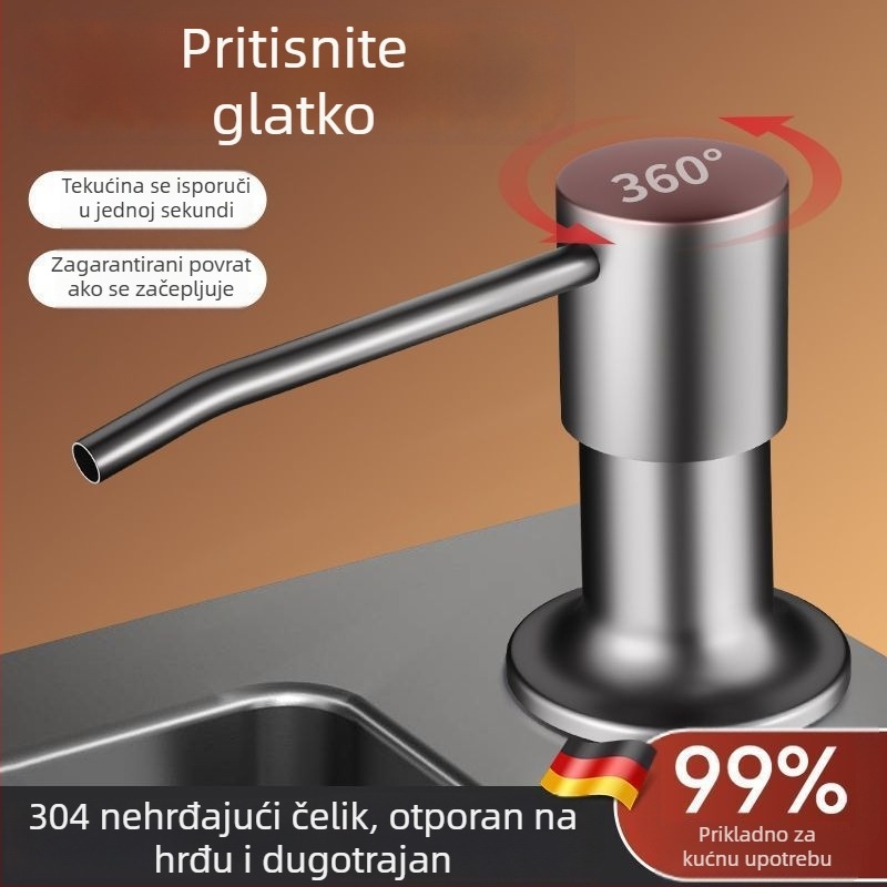 Dozator sapuna za sudoper s produžnim cijevom – 304 nehrđajući čelik, univerzalni ručni dozator (CUPC)